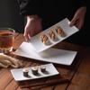 abay 12-Inch Ceramic Striped Rectangular Plate