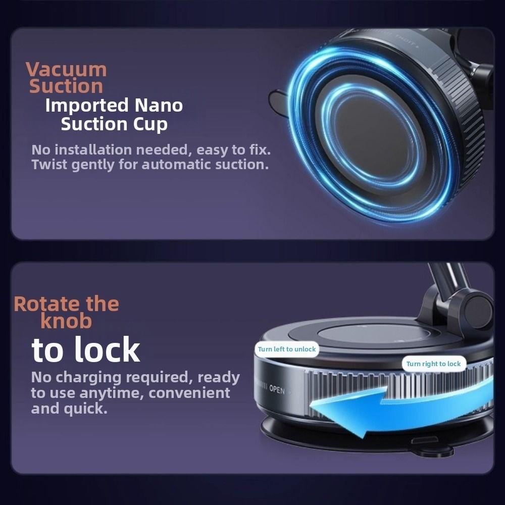 Magnetic Car Phone Holder 360° Rotating Folding Travel Phone Stand with Vacuum Suction Cup Portable Cell Phone Bracket Desktop