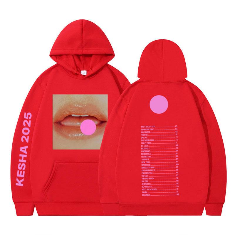 Tits Out Tour T-Shirt Kesha Sängerin Print Hoodie Herren Damen Ästhetischer Pullover Lässig Langärmlig Locker Lässig Übergroße Sportbekleidung
