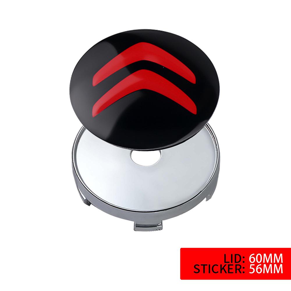 56/60MM Bilhjulscenterkåpa Dekaler Auto Hjulnavkåpa Dekorationsaccessoarer För Citroen C4 Picasso Xsara C5 C1 C2 C3 Saxo