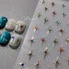 Shiny Colored Rhinestone Silver Stars 5D Soft Embossed Reliefs Self Adhesive Nail Art Stickers Fashion Manicure Decals
