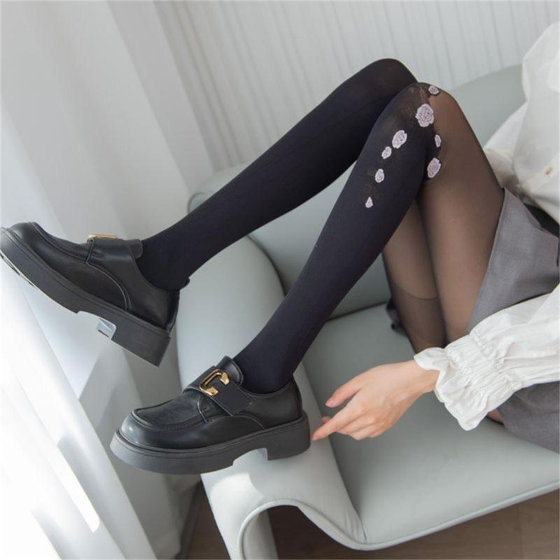 Sheer Tights for Women Flower Patchwork Pantyhose Control Top Thigh Highs Stockings Silk Thin Stockings Tights Hosiery