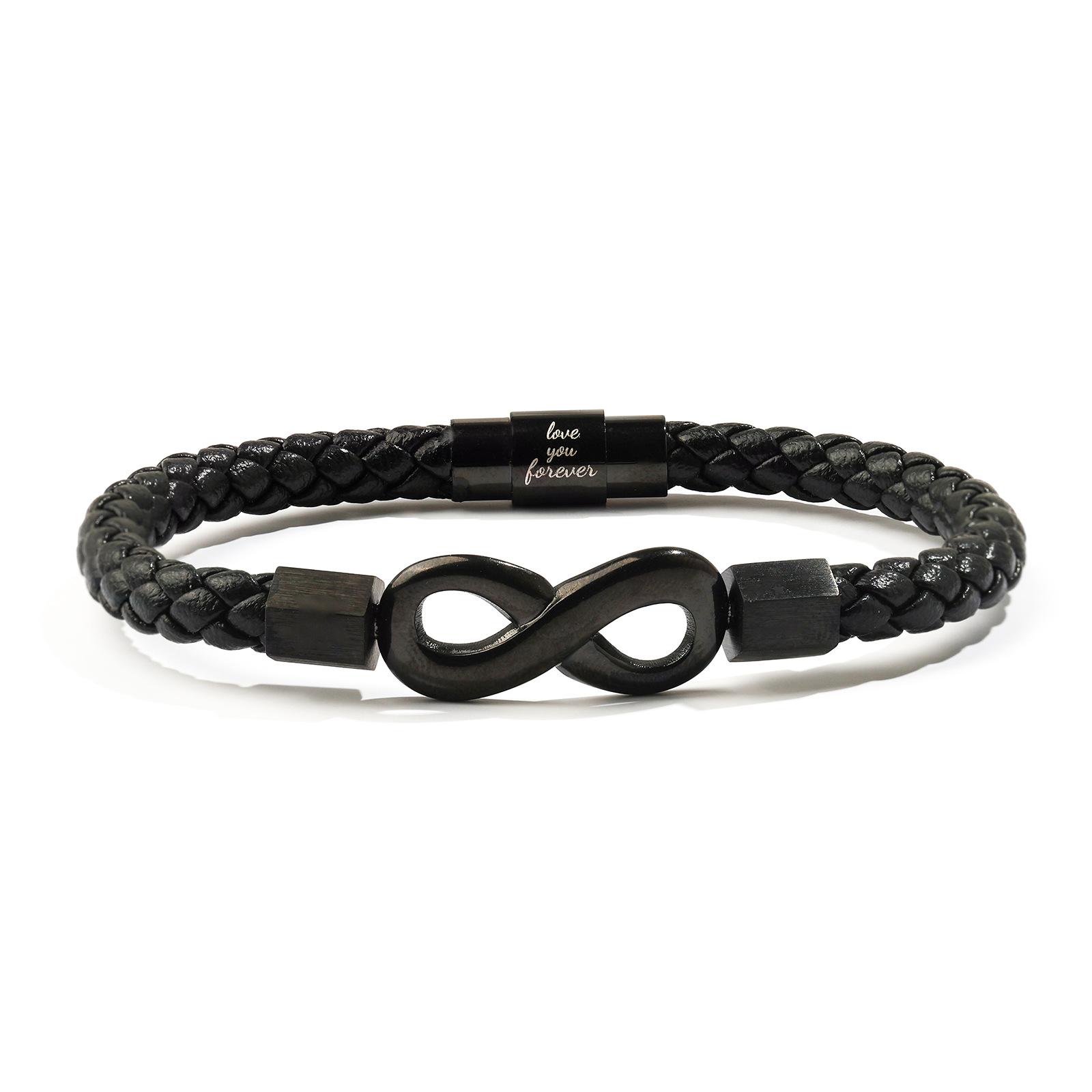 

Мужской кожаный браслет Infinity 8, нержавеющая сталь, магнитная застежка, ручная работа, плетеный браслет