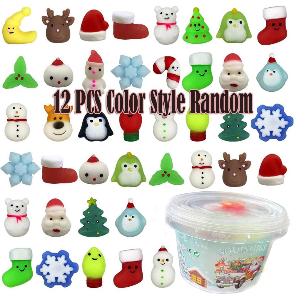 Kerst Speelgoed 12/36 STuks voor Kinderen Kerstman Sneeuwpop Kerstkous Vullers hi Squishy Stressverlichter Angst Speelgoed Feest Bedankjes