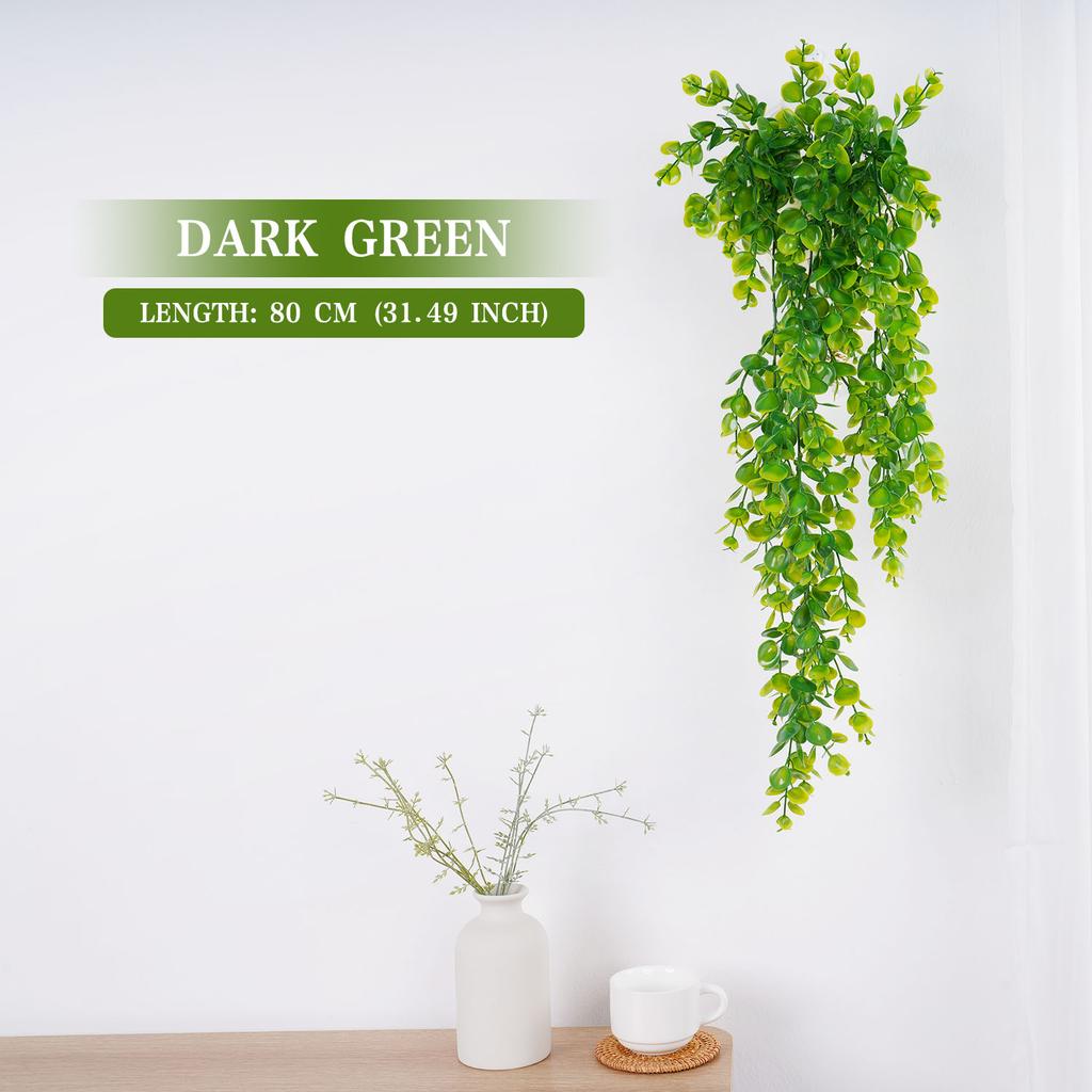 80CM Artificial Ivy & Eucalyptus Vine Fake Rattan Leaf Garland for Home Wedding Party Garden Decor Indoor/Outdoor Hanging Plants