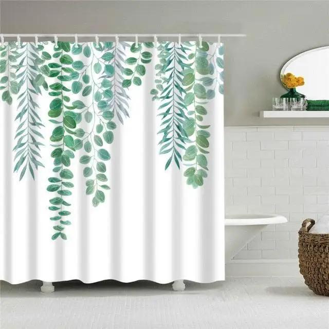 Shower Curtain Nordic Style Fresh Plant Flower Leaf 3D Printing Shower Curtains Polyester Waterproof Home Decor Curtain 180x180