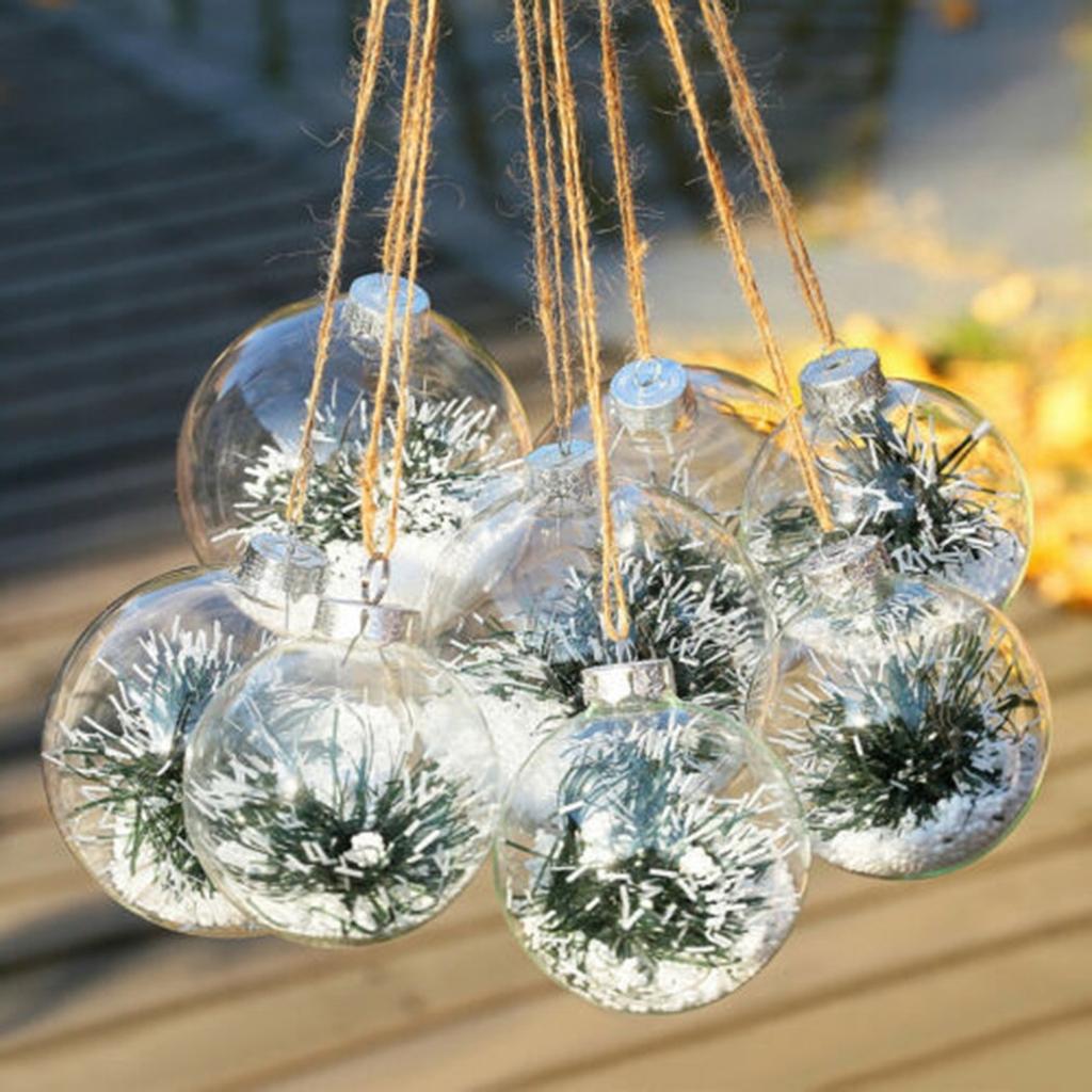 Clear Round Plastic Baubles for Christmas Tree Pack of 5/10 Fillable Ornaments