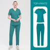 Large Size Men'S And Women'S Straight-Leg Pants Experimental Suit Solid Color V-Neck Short-Sleeved Fashionable And Simple Surgical Suit