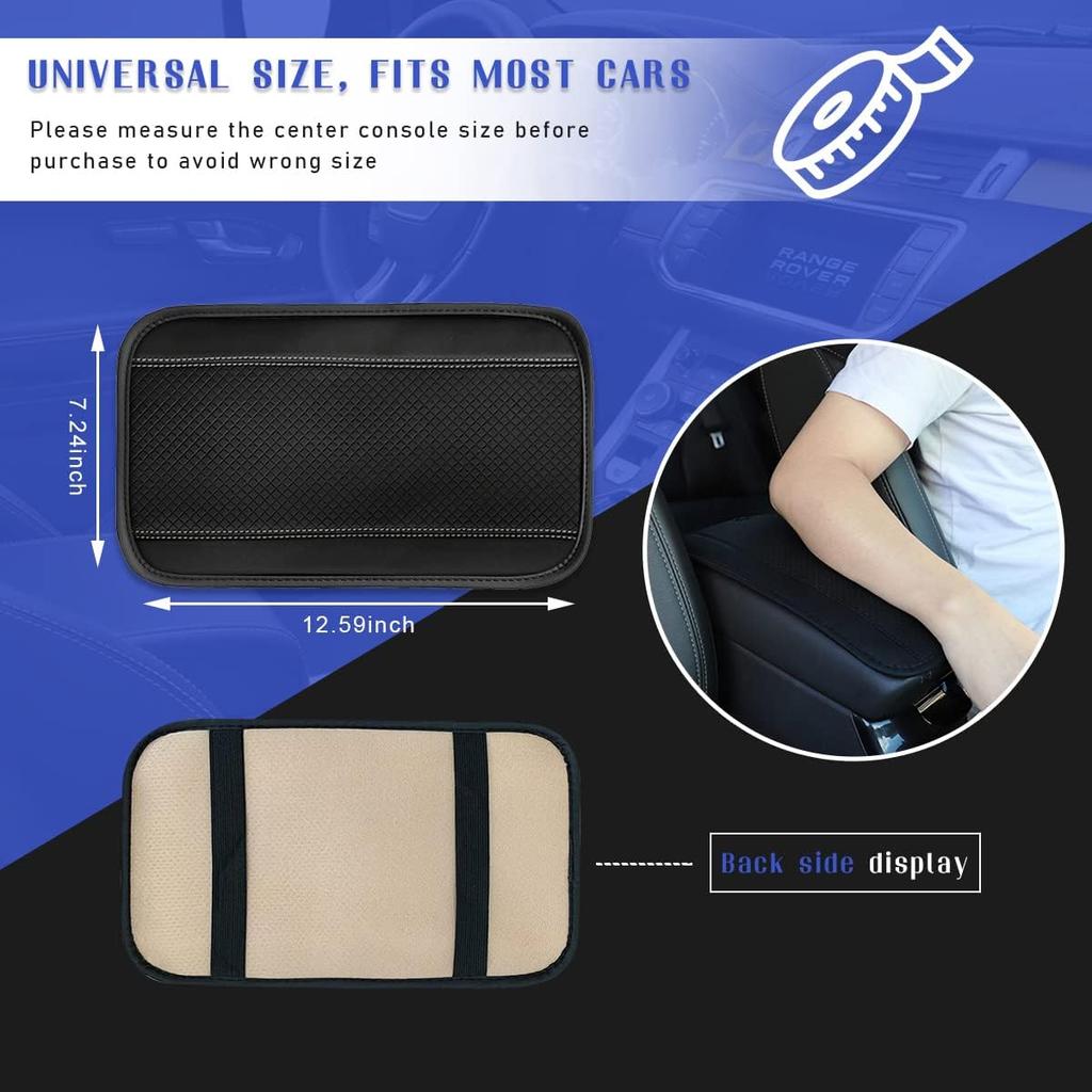 Ziciner Car Center Console Armrest Pad, 12.6X 7.2 Inch PU Leather Waterproof Auto Armrest Seat Box Cover Protector, Universal Car Interior