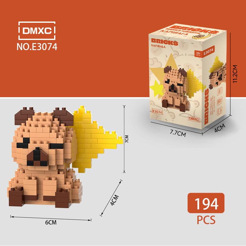 Cute Cartoon Capybara Burger Orange Assembly Building Block Toy Children