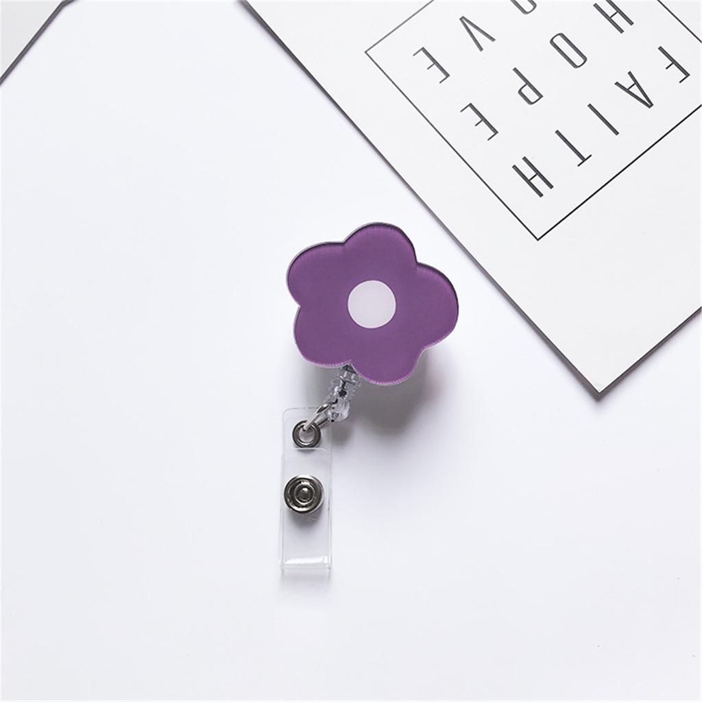 JESJELIU Flower Retractable Nurse Chest Badge Reel Clip Holder Students Doctor Work ID Card Holder Keychain Gifts Accessories