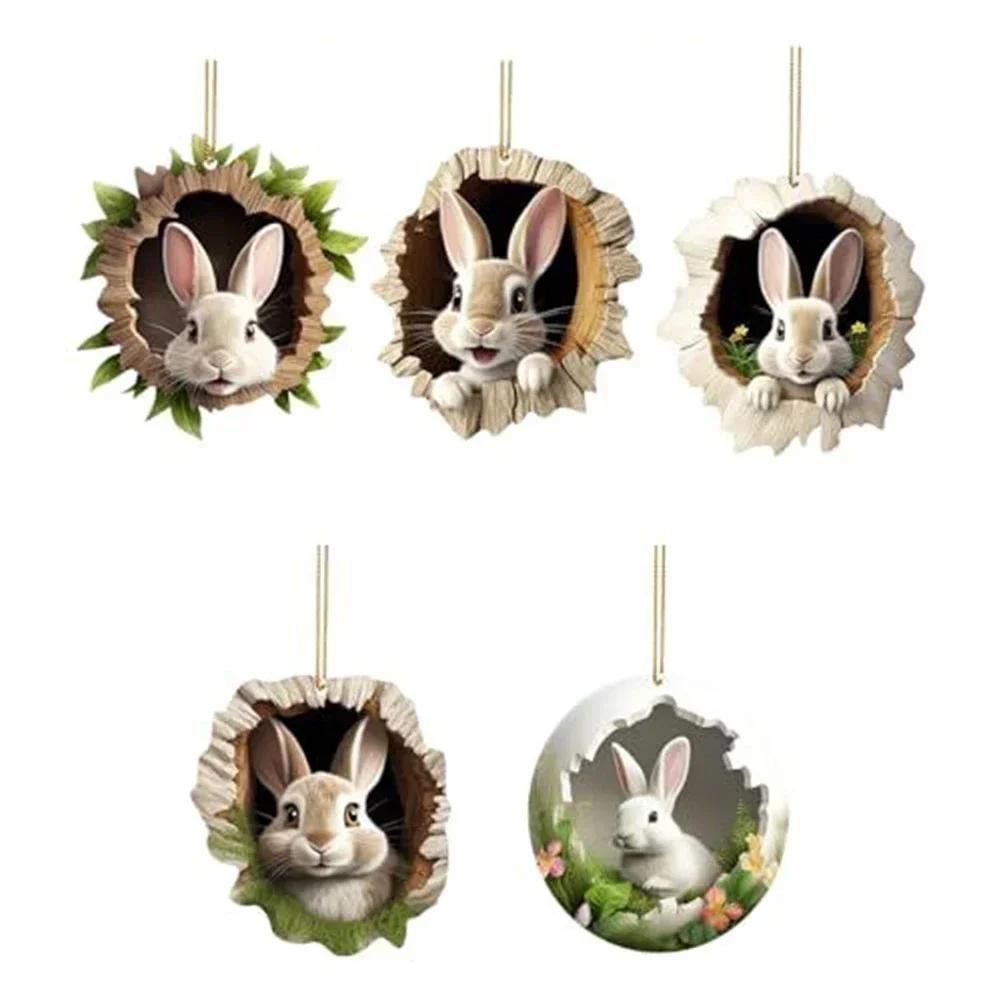 Acrylic Pendant Bunny Decoration Lightweight Acrylic Materials Multi-functional Decorations Adorable Car Pendant Accessory