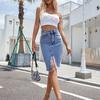 Women High Waist  Package Hip Split Jean Denim Skirt