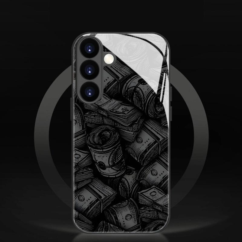 Creative Money Glass Phone Case Suitable for Samsung for Galaxy S26 S25 S24 S23 S22 S20 FE Ultra Plus 5G Anti Drop Back Cover