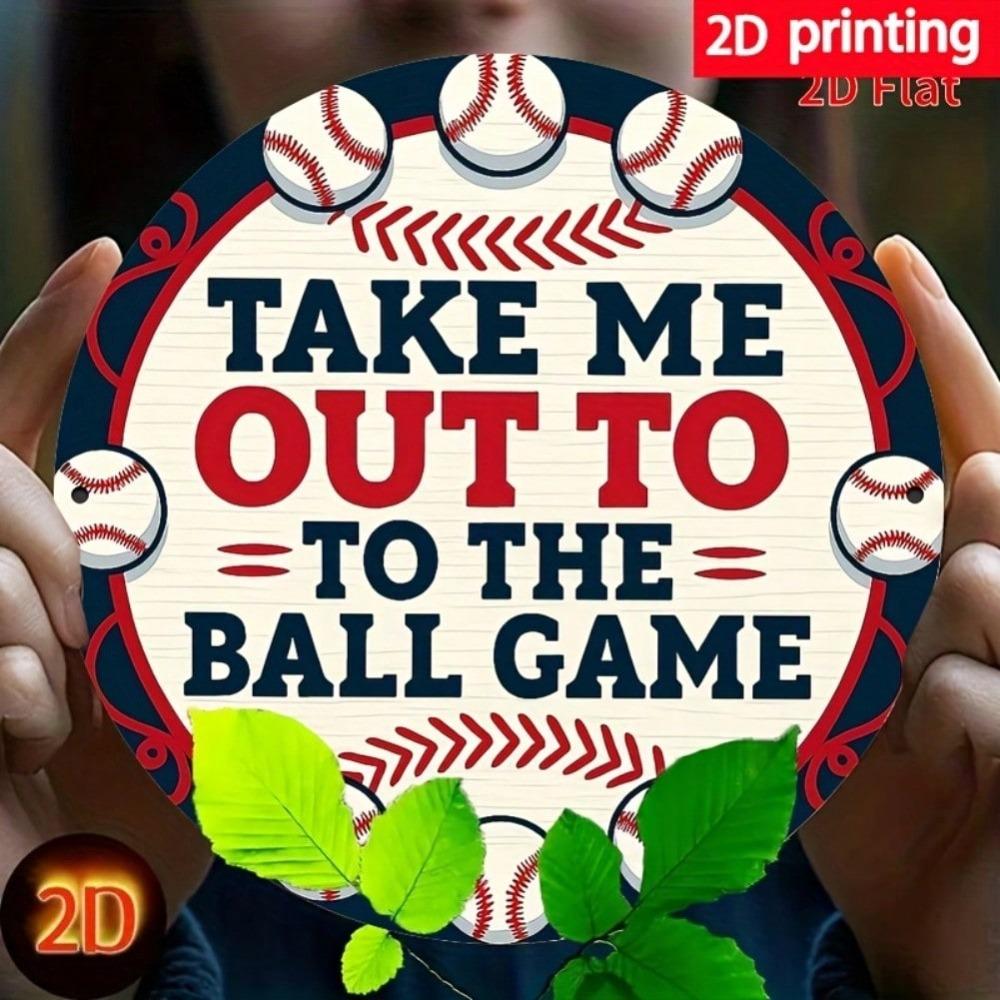 Baseball Metal Wall Art 2D Flat Sign 8x8 Inch Player Decor Home Bar Gift