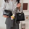 Lychee pattern lock bear pendant bucket bag