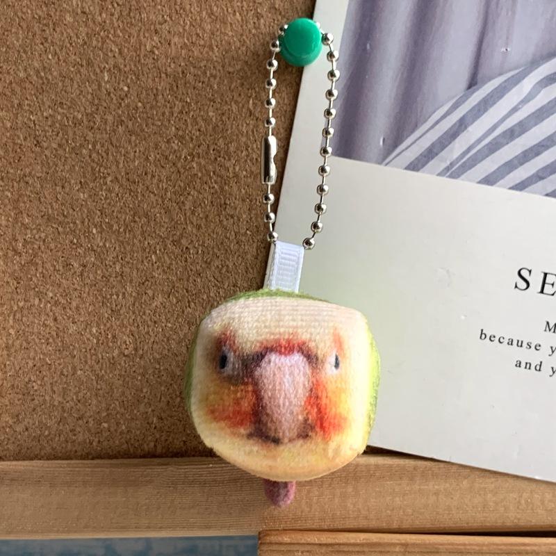 5Pcsset Cute Simulation Parrot Plush Doll Super Mini Square Parrot Key Chain Pendant Soft Stuffed Toy For Girl Bag Pendant Gift