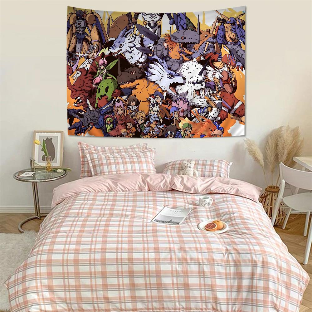 DDigimonS CARTOON Buntes Wandbehang-Gobelin Günstiger Hippie-Wandbehang Böhmische Wandteppiche Mandala-Wandbehang-Blätter