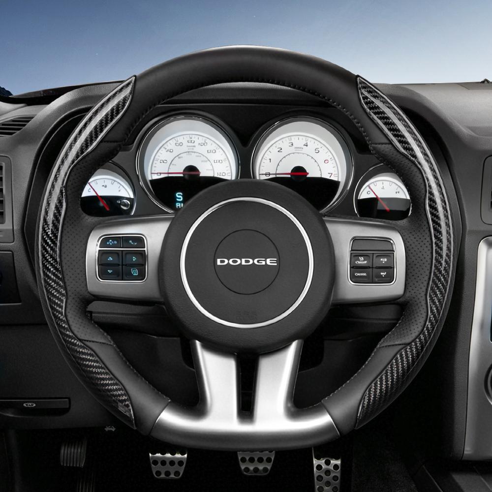 Suitable for Dodge Carbon Fiber Texture Steering Wheel Cover, Segmented Quick-Release Style, for Models Such as Charger, Durango, Hornet, Attitude