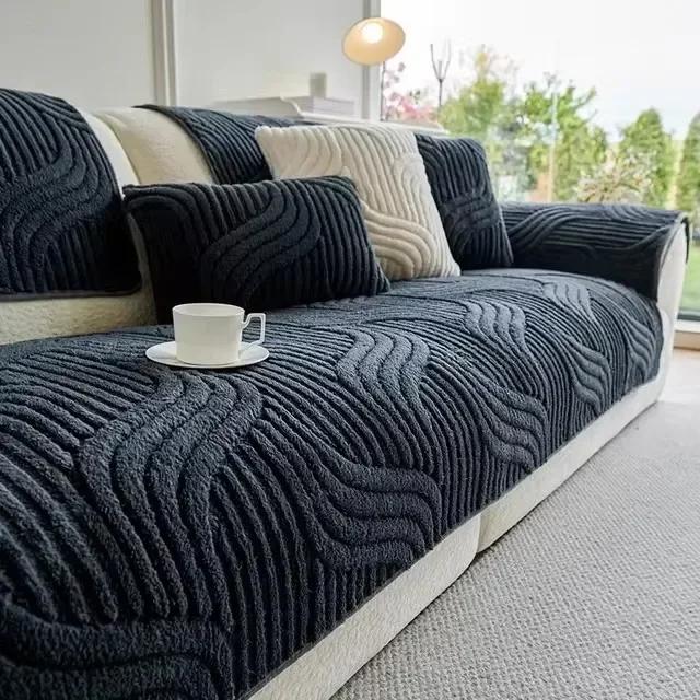 Autumn and Winter New  Cream Style Straight Row High-grade Non-slip Cushion Cover Cloth Towel Thickened Plush Sofa Cushion