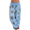 Women's Boho Mandala Print Harem Pants High Waist Fold Over Waistband Loose Wide Leg Long Casual Beach Trousers Summer Holiday Lounge Pants