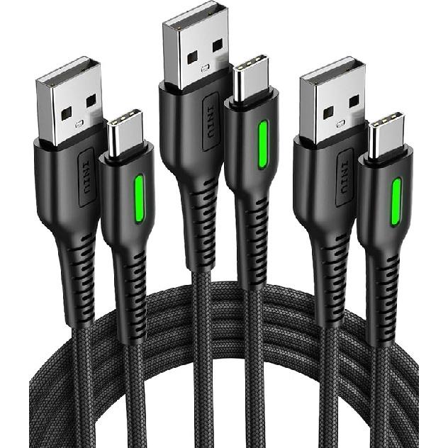 INIU USB C Cable, 5-Pack [1.6/3.3/6.6 ft] 3.1A Fast Charging Type C Cord, Nylon Braided USB A to USB-C Phone Charger Cable for iPhone 16 15 Series 3 Packs