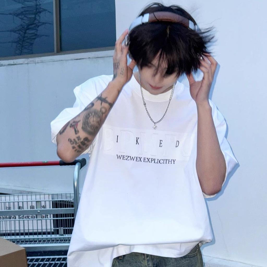 Men's Clothing Cool Stylish Printed Letter Short Sleeve Summer Casual T-Shirt Loose Fit Breathable Comfortable Everyday