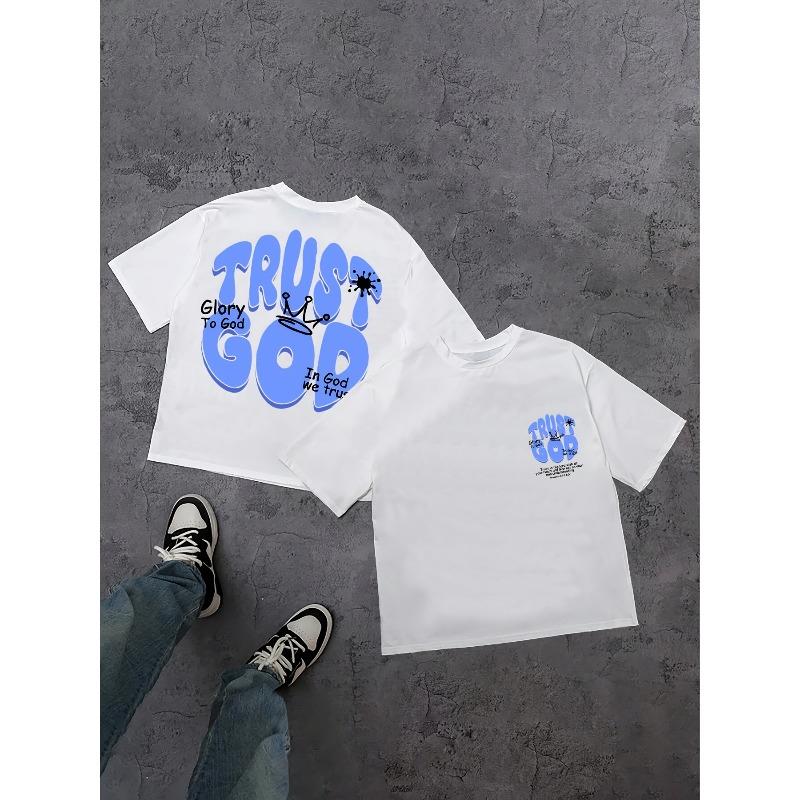 Men S New Summer Short Sleeve Printed T-Shirt,Regular Fit Casual S белый