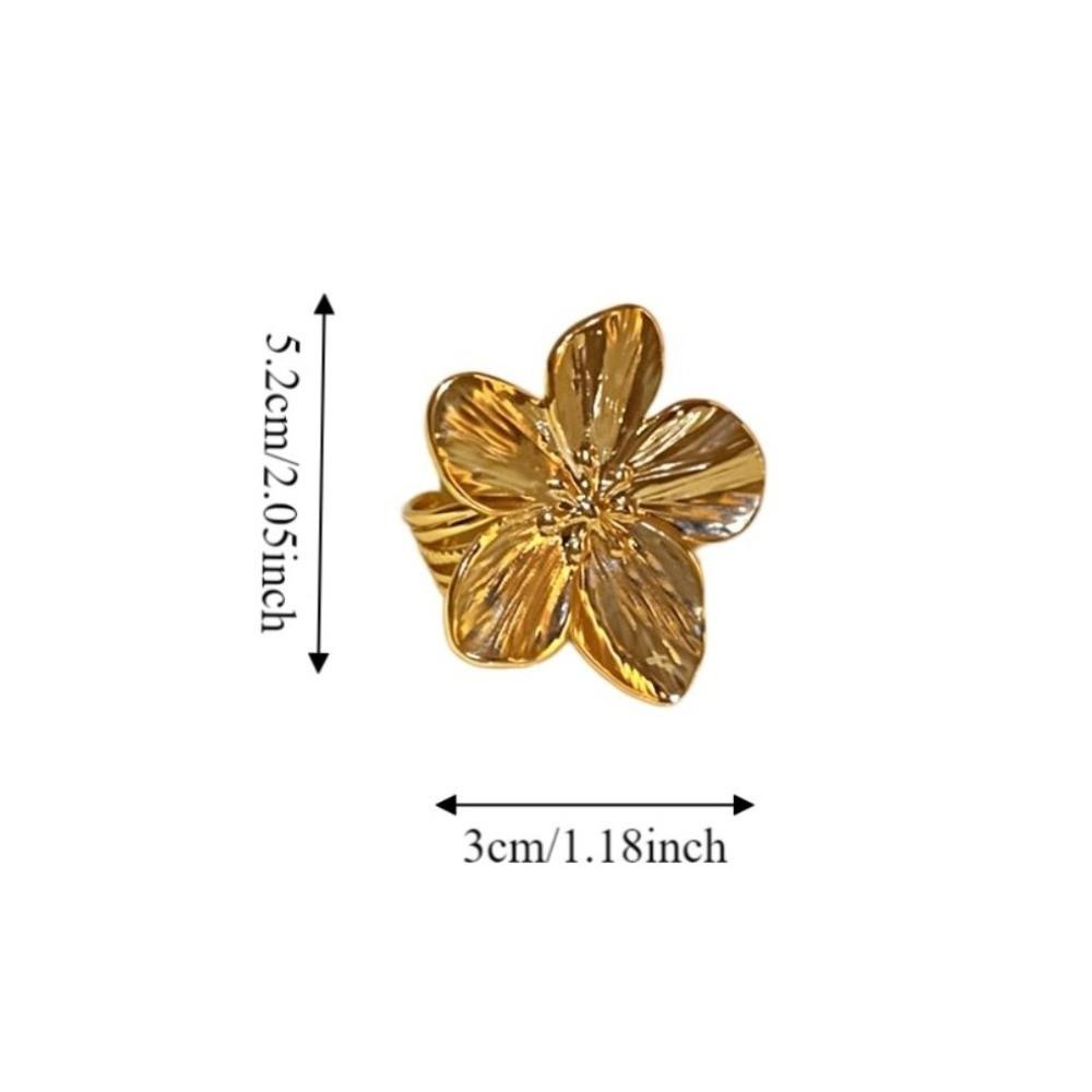 Exaggerated Metal Flower Opening Ring 5 Petals Finger Hand Ring Opening Finger Ring  Party Favors