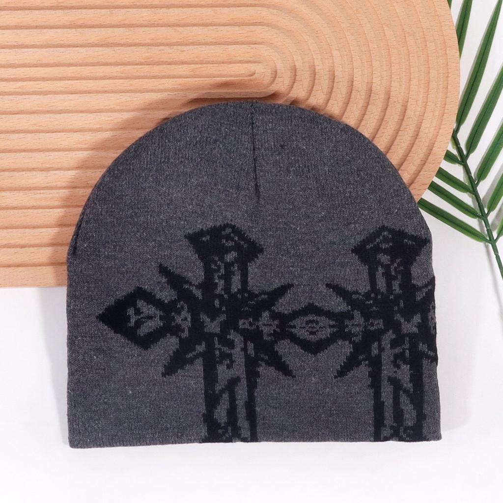 Cross Double Pattern Knitted Cap With Breathable Warm Hat Unisex Gift Fashion