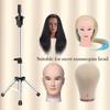 Mini Wig Tripod Foldable Stand Adjustable Mannequin Head Metal Tripod Canvas Block Head Stand Holder Wig Manikin Head Table Display for Cosmetology