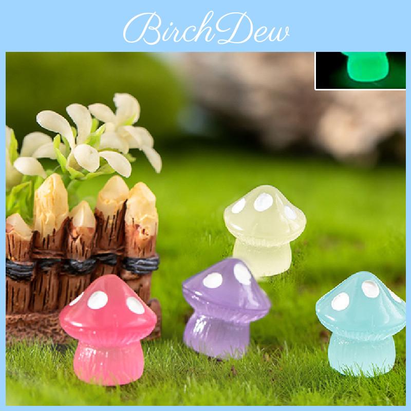 Cute Fluorescent Mushroom Resin Decor Luminous Colorful Miniature Desk Plant
