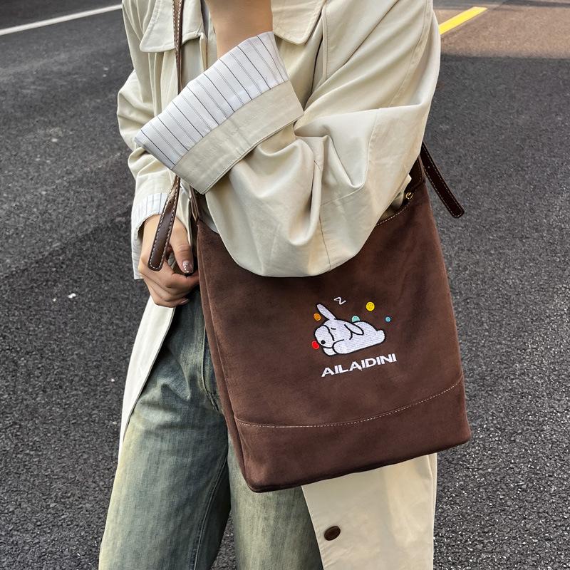 New brown leopard print armpit bag cute cat student class bag women's leisure large capacity shoulder tote bag