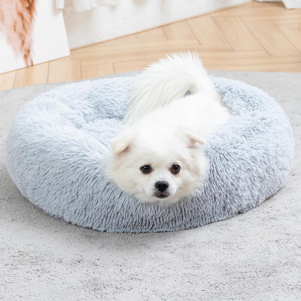 Long Plush Dog Bed, Pet Round Bed, Anti-anxiety Ped Bed Mat, Pet Bed Sofa Cushion For Small Medium Dog Calming Plush Pet Sofa