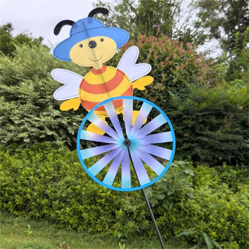 Bunte drehende Vogelscheuche Windmühle Outdoor-Dekoration Kunststoff Stoff Konstruktion Für Rasen Terrassen Landschaftsdekoration