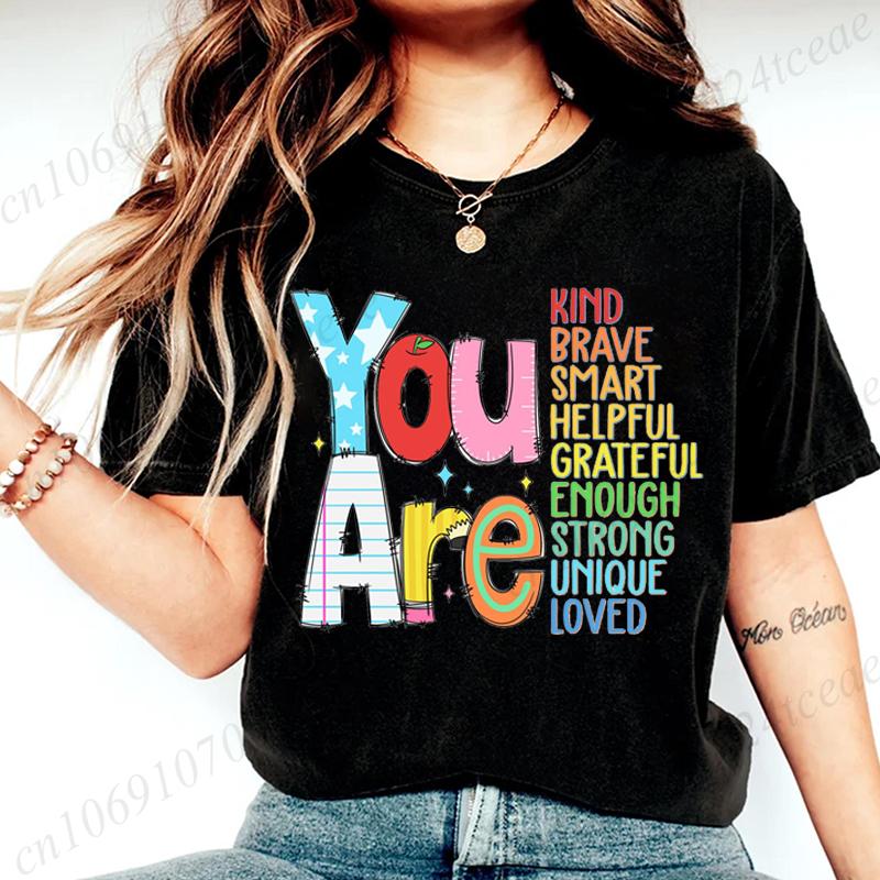 You Are Kinds Shirts for Women Back To School Tees Fashion Casual Teacher Appreciation Tee Trend Tshirts Retro Womens Tshirts