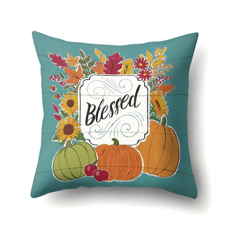 Thanksgiving Pillowcase Blessing Maple Leaf Pumpkin Sofa Cushion Cover Office Home Living Room Pillowcase