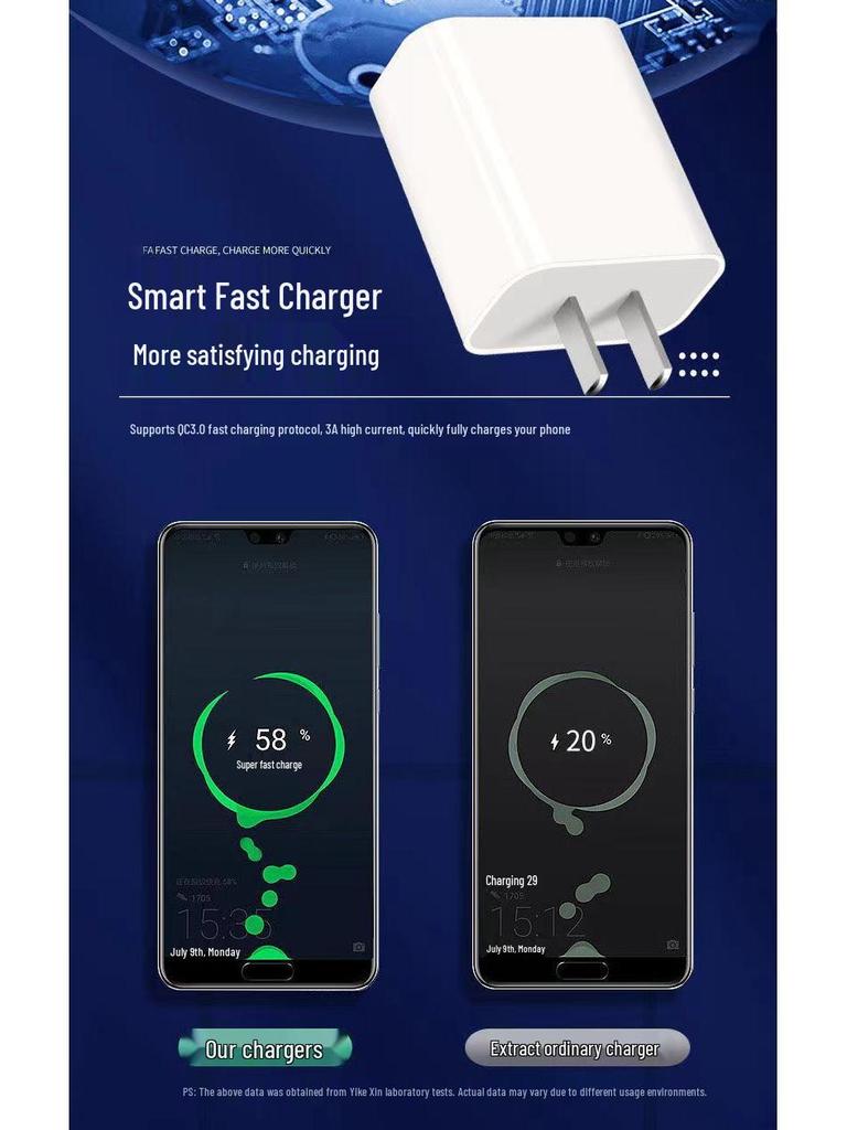 66W Super Fast Charging USB Charger Compatible with Android, Apple, and Huawei Devices