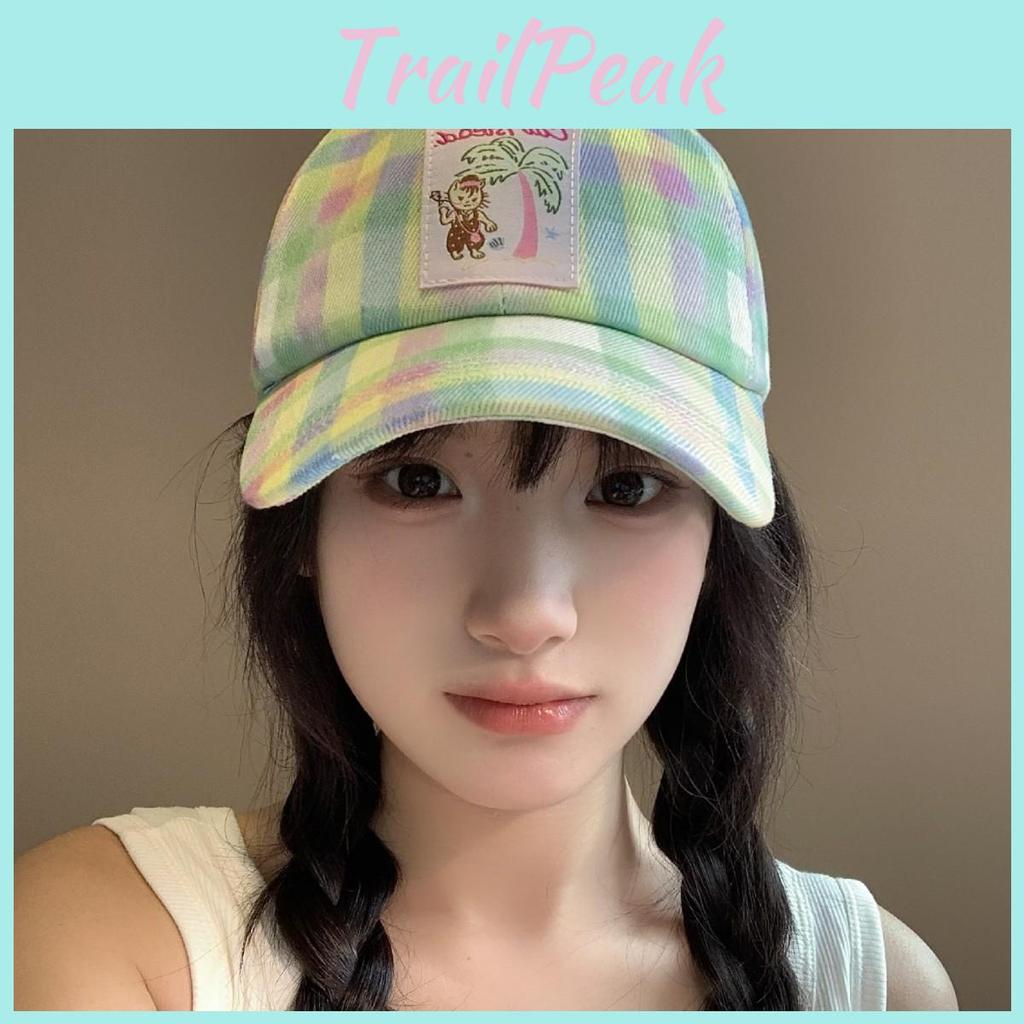 Pink Cotton Embroidered Baseball Cap With Wide Brim And Sun Protection For Women
