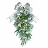Realistic Artificial Christmas Wreath Pine Needles Droplet Style Wall Hanging Christmas Garland Teardrop Shape Red Berries