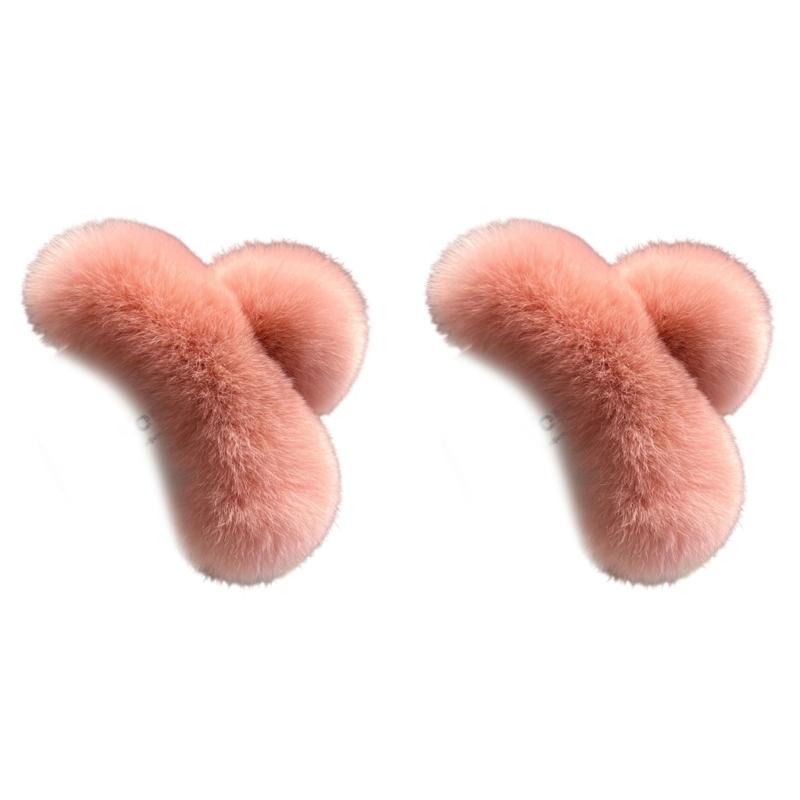 2Pcs Large Size Faux Furs Hair Clip For Long Hair Strong Hold Korean Style Fashion Accessory Multiple Colors Available