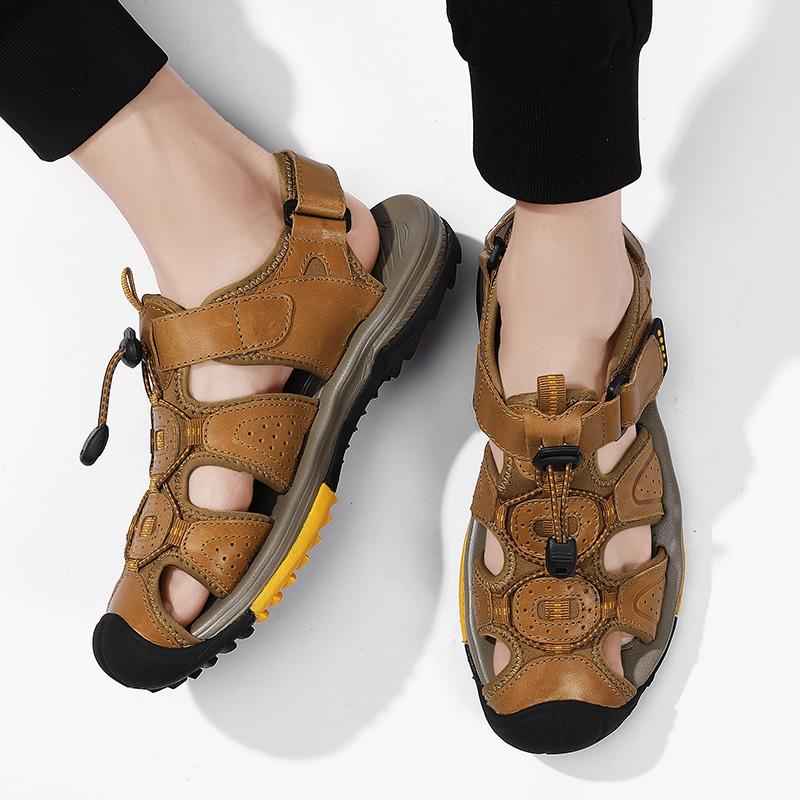 Fashion Brand Summer Men's Sandals Genuine Leather Beach Roman Sandals New Comfortable Men Outdoor Sneakers Plus Size Summer Men Shoes