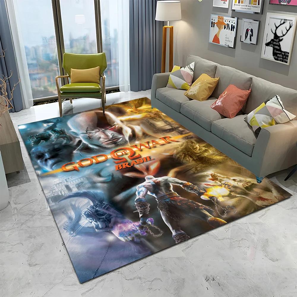 3D God of War Games Gamer Kratos HD Carpet Rug for Home Living Room Bedroom Sofa Doormat Decor,kids Area Rug Non-slip Floor Mat