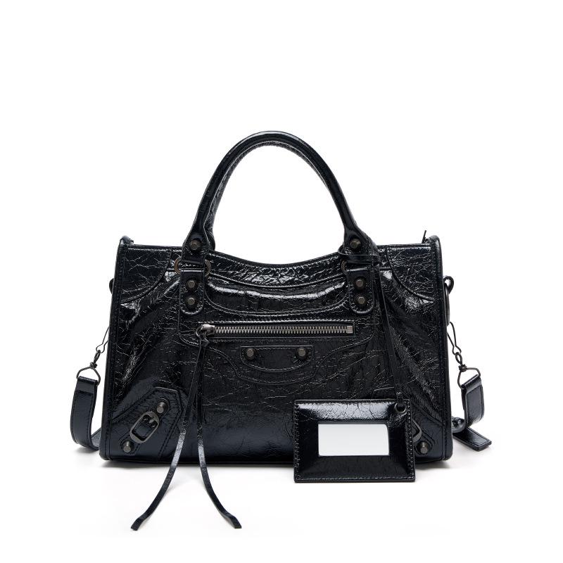 Trendy Sassy Retro Leather Studded Crossbody Motorcycle Bag - Large Capacity Tote
