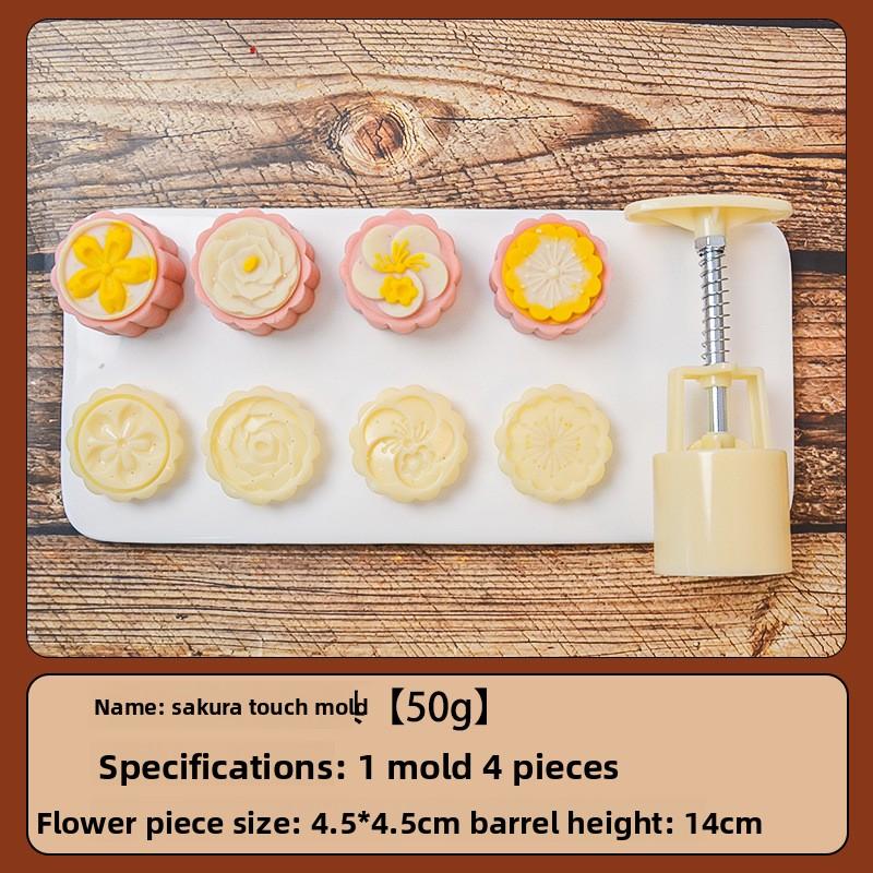New Mid-Autumn Festival Mooncake Mold, Three-dimensional Cherry Blossom Hand-pressed Home Ice Skin Baking Mold