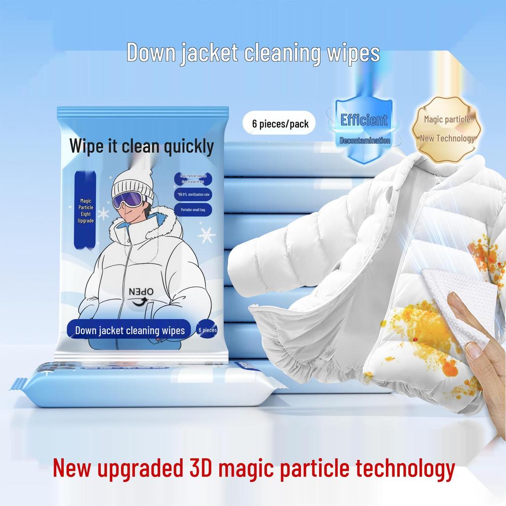 Disposable Down Jacket Cleaning Wipes - Portable, Degreasing, and Free of Wash
