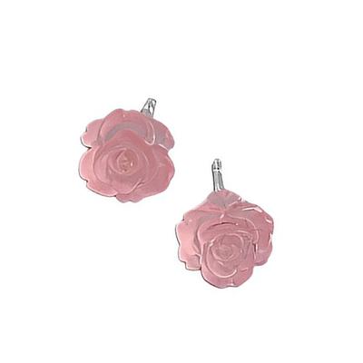 2 Pieces Flower Shape Earrings Rose Jewelry Fashion Accessory Girls Sweet Ear Studs Silver Needle for Daily Wedding