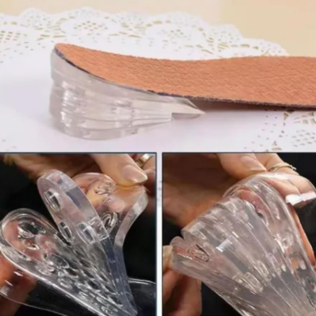 Transparent Height Increase Insole Men Women Silicone Adjustable Heel Lift Inserts for Daily Life Work