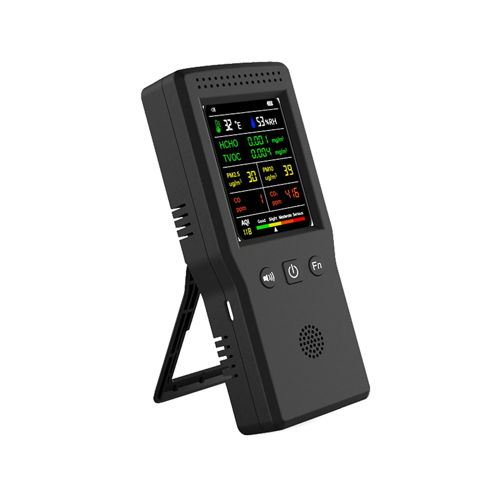 

Handheld Portable Air Quality Detector 9 In 1 Temperature Humidity PM2.5 PM10 HCHO TVOC CO CO2 AQI Multifunctional Air Quality чорний