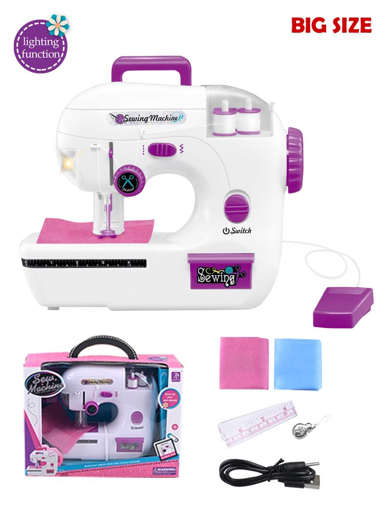 Sewing Machine Toys, Portable Battery Powered Sewing Machine with Measuring Tape and Fabric, Gifts for Kids not Include Battery